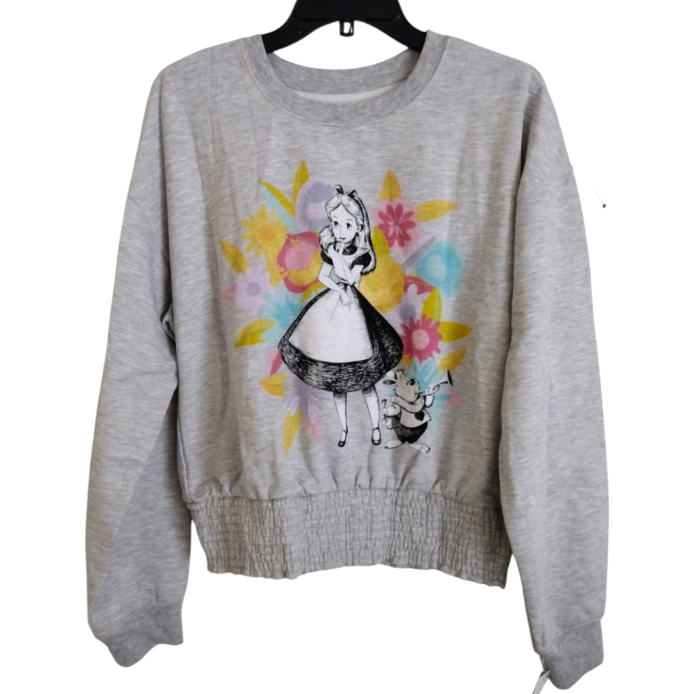 Disney Alice in Wonderland NWT grey multicolor sweatshirt cotton blend Large